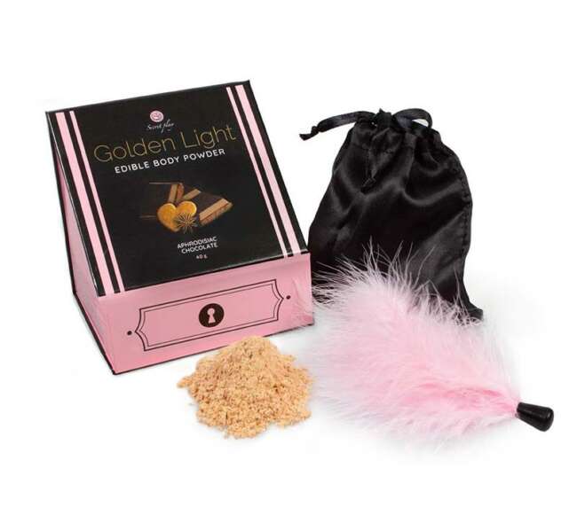 100% Edible Powder Kit and Feather Tickler Chocolate, Cinnamon and Ginger Flavor