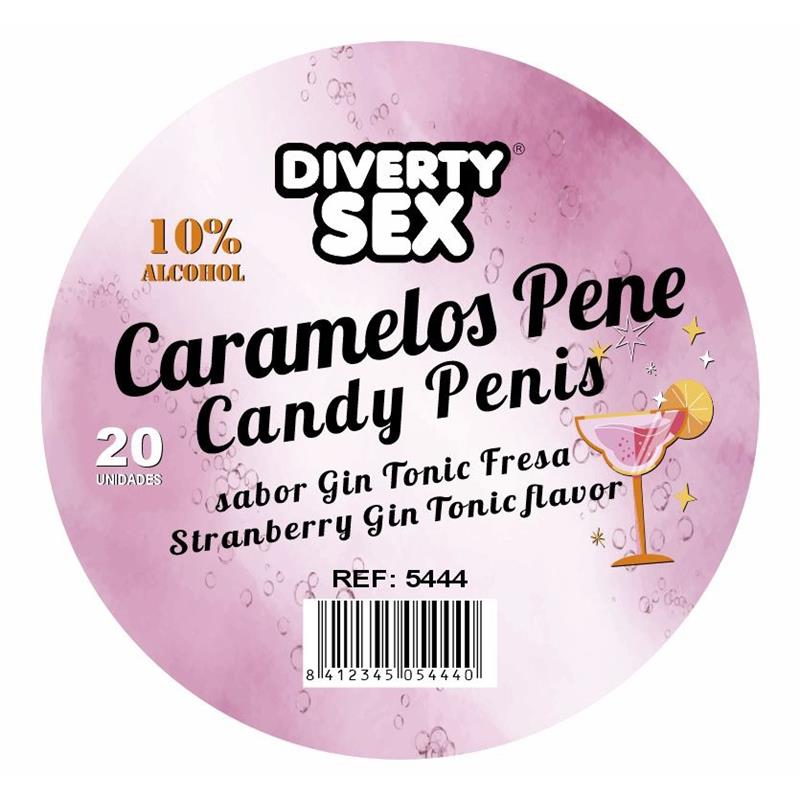 20 Penis-shaped candies Strawberry Gin and Tonic flavor