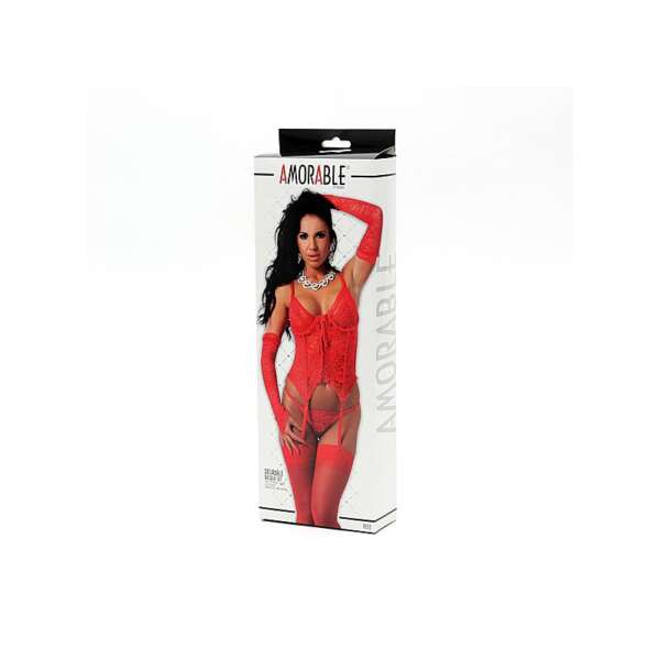 4-Piece Set: Corset, Thong, Gloves, and Stockings – Image 4