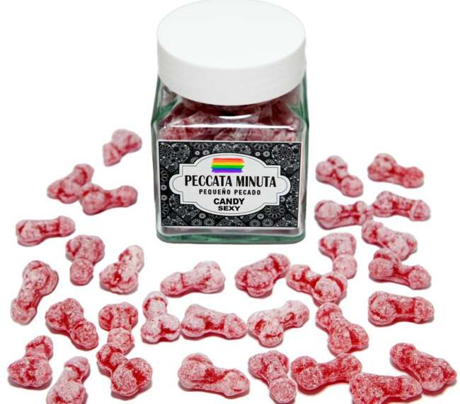 40 Penis-Shaped Candies Jar, Strawberry/Cherry Flavor LGBT