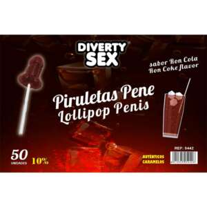 50 penis-shaped lollipops ron-cola flavor 10% alcohol
