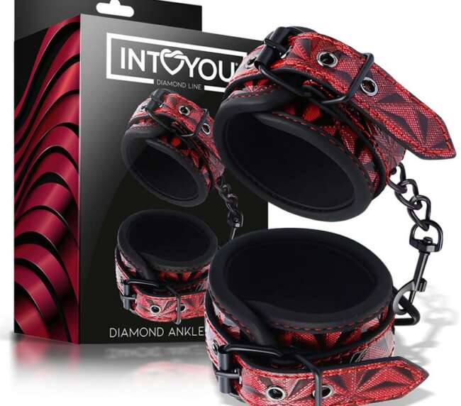 Adjustable Ankle Cuffs Diamond Vegan Leather