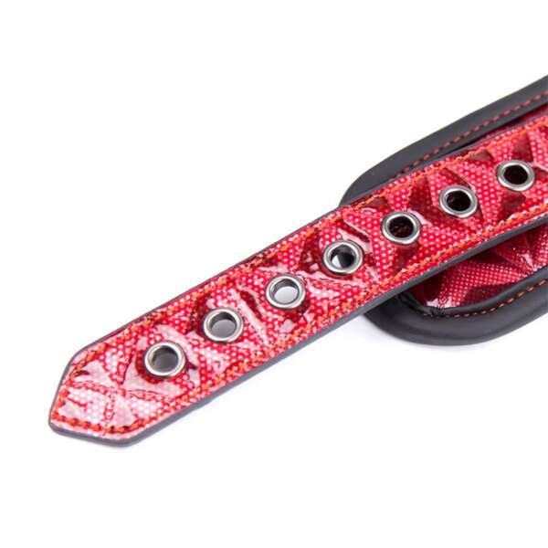 Adjustable Collar With Leash Diamond Vegan Leather – Image 3