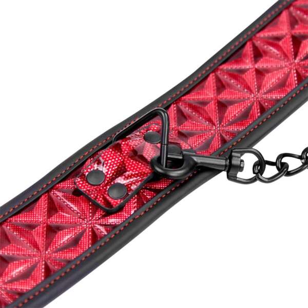 Adjustable Collar With Leash Diamond Vegan Leather – Image 7