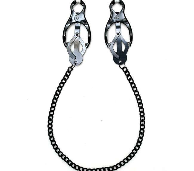 Adjustable nipple clamps butterfly style with black chain