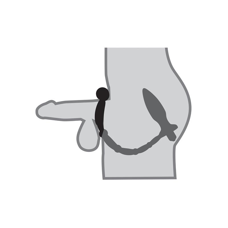 Anal Plug with Chain and Vibration Ass-Kicker Black – Image 3