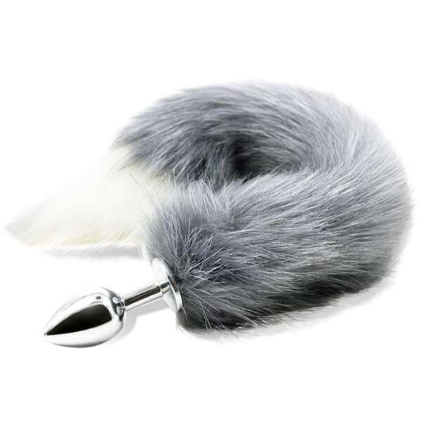 Anal Plug with Grey and White Foxy Tail – Image 3
