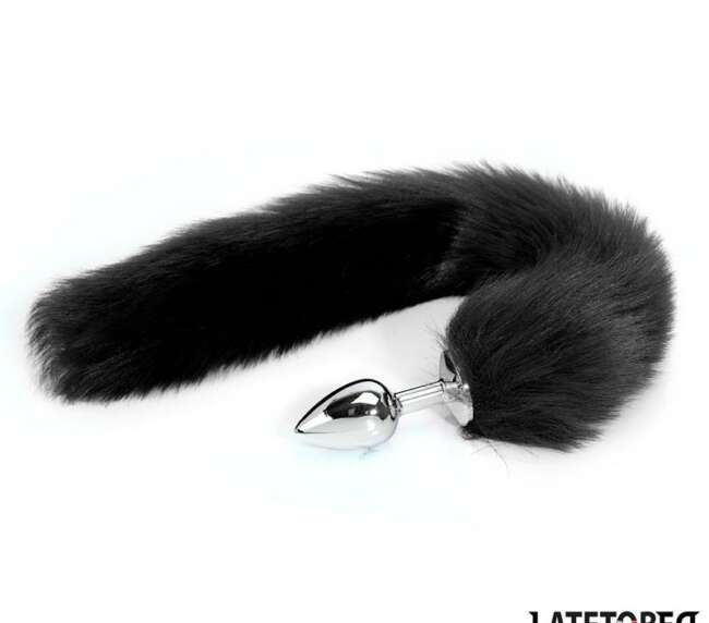 Anal plug with tail Black 40 cm