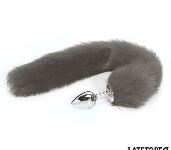 Anal plug with tail Gray 40 cm