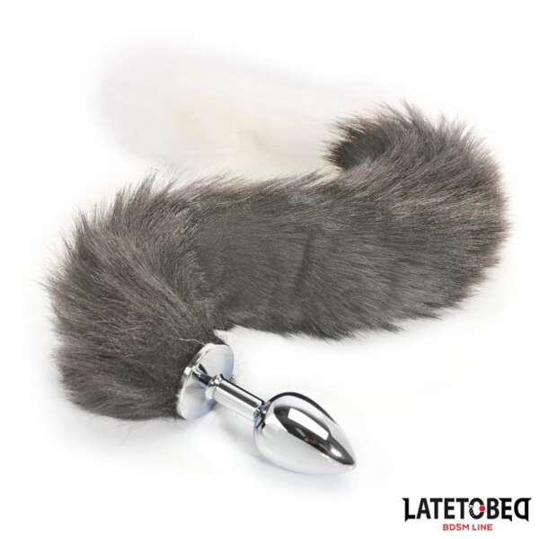 Anal plug with tail Gray and White 40 cm – Image 9