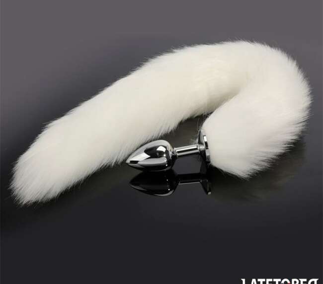 Anal plug with tail White 40 cm