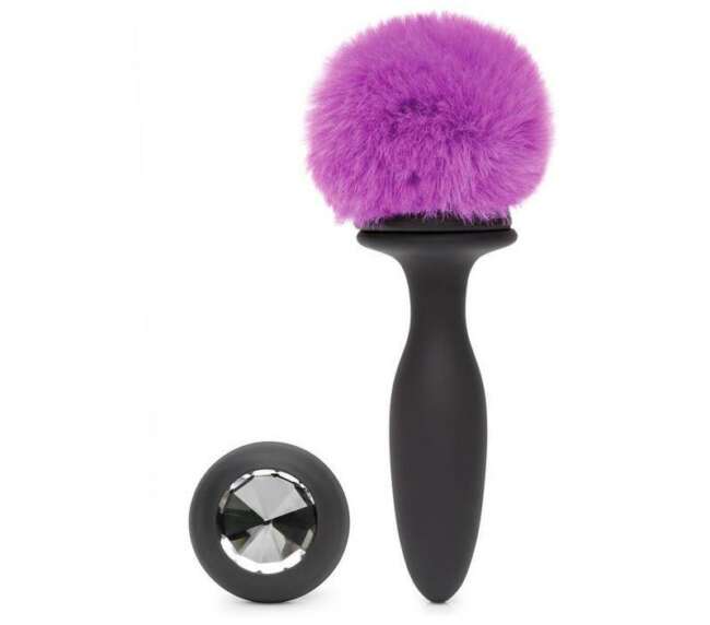 Anal Plug with Vibration and Double Base Purple Large