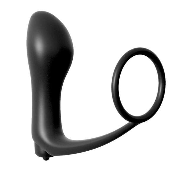 Ass-Gasm Cockring Vibrating Plug  - Colour Black