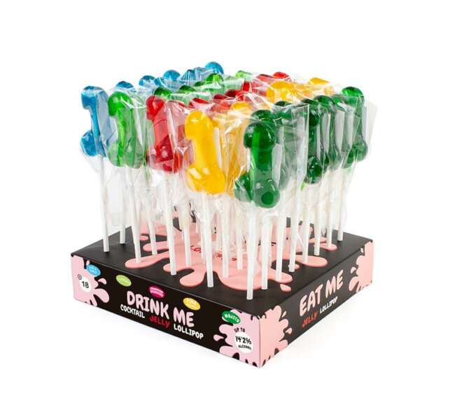 Assorted Display Flavored Penis Shaped Lollipop with Alcohol 40 pcs