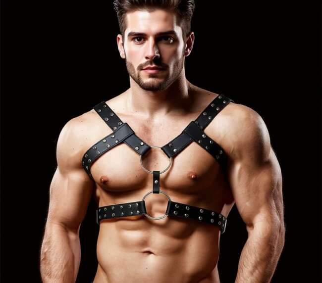 Aurum Male Chest Bondage Harness Vegan Leather