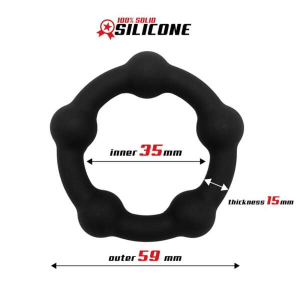Bead Solid Cock Ring Silicone 3.5 cm Black – Image 4