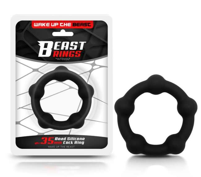 Bead Solid Cock Ring Silicone 3.5 cm Black