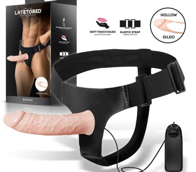 Bemax Detachable Strap-On with Hollow Dildo, Vibration and Remote Control