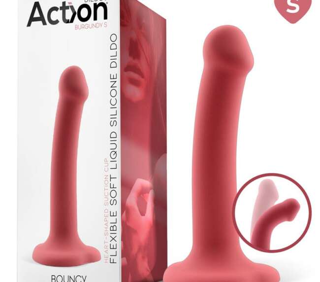Bouncy Liquid Silicone Dildo Hiper Flexible 6.5 - 16.5 cm Size S Burgundy