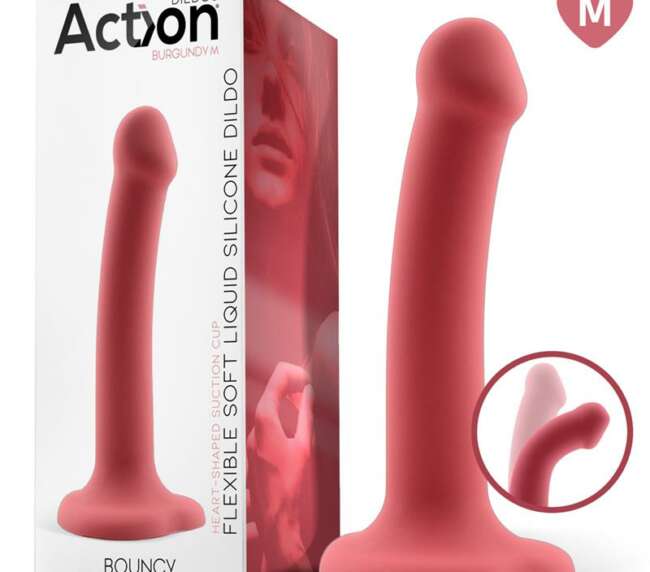 Bouncy Liquid Silicone Dildo Hiper Flexible 7 - 18 cm Size M Burgundy