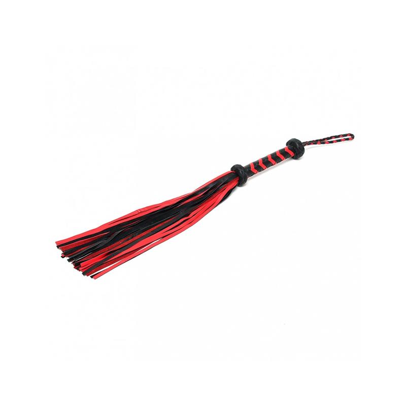 Braided Flogger Leather Black Red – Image 4