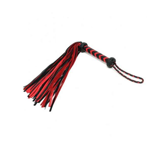 Braided Flogger Leather Black Red