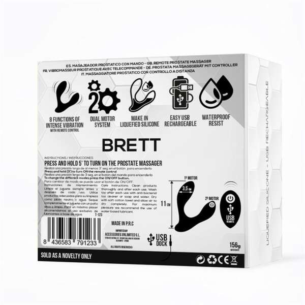 Brett Prostate Massager Remote Control USB Liquid Silicone – Image 11