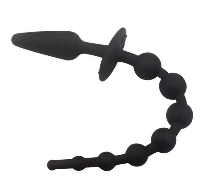 Butt Plug and Anal Chain Silicone Black