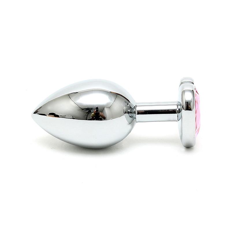 Butt Plug Plated Steel Crystal Heart Pink – Image 3
