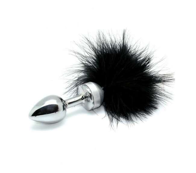 Butt plug Smal with black feather