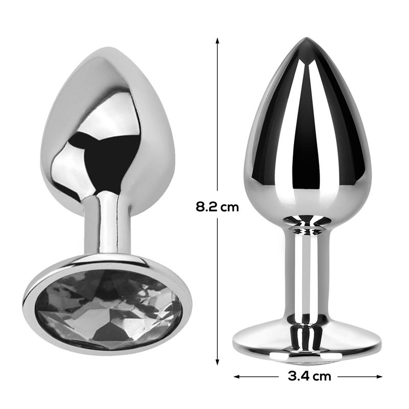 Butt Plug with Jewel Diamond White Size M Aluminium – Image 4