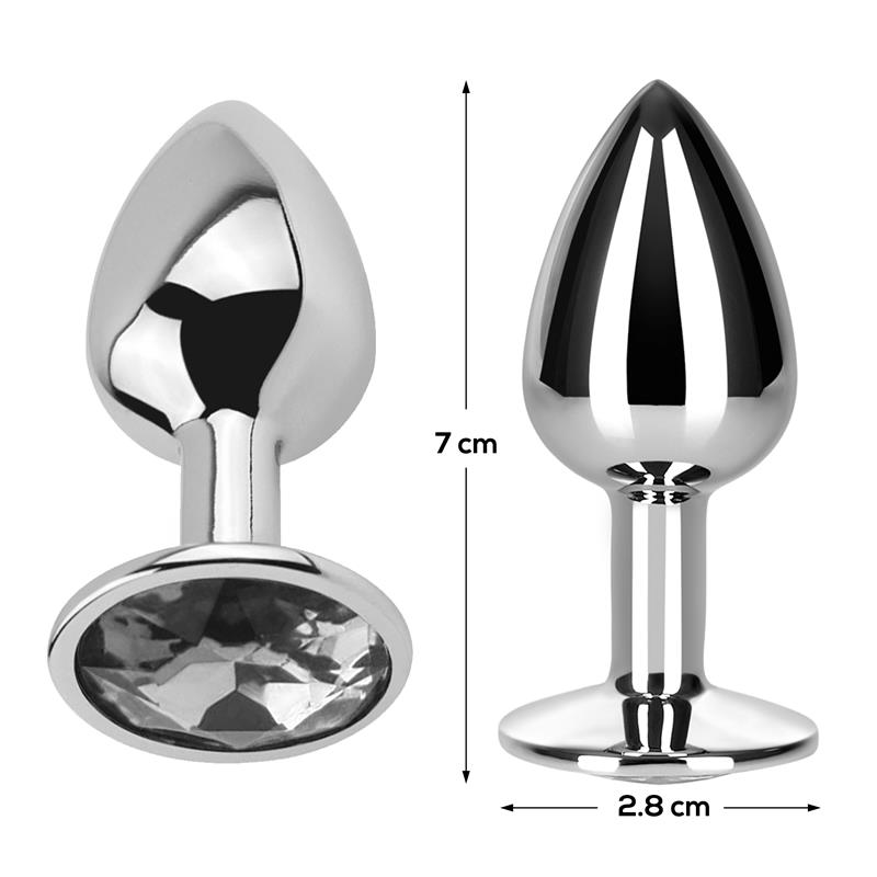 Butt Plug with Jewel Diamond White Size S Aluminium – Image 4