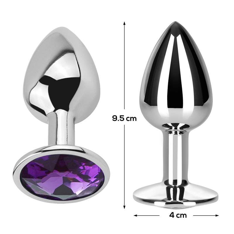Butt Plug with Jewel Purple Amethyst Size L Aluminium – Image 3