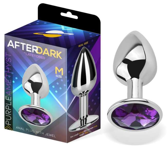 Butt Plug with Jewel Purple Amethyst Size M Aluminium