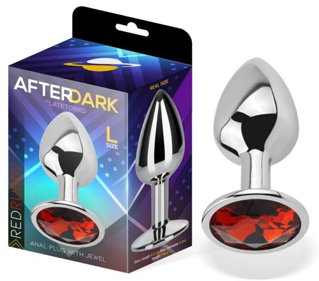 Butt Plug with Jewel Red Rubby Size L Aluminium