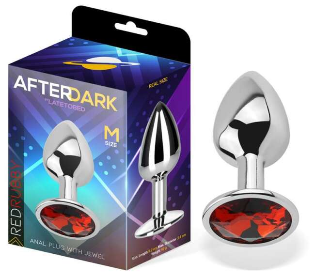 Butt Plug with Jewel Red Rubby Size M Aluminium