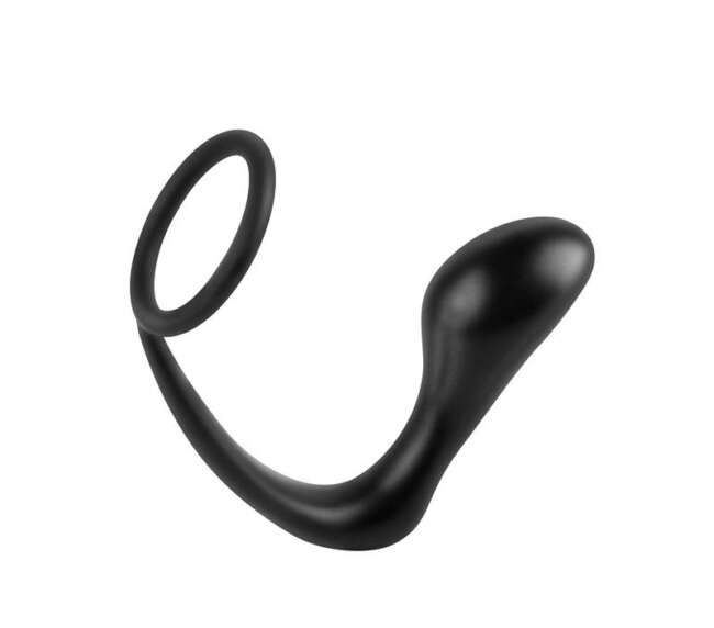 Butt Plug with Penis Ring Ass-Gasm Black