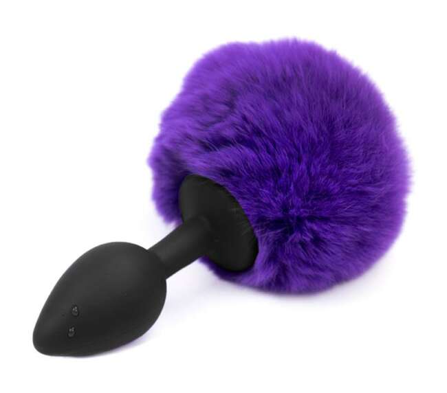 Butt Plug con Pompón Morado Talla S