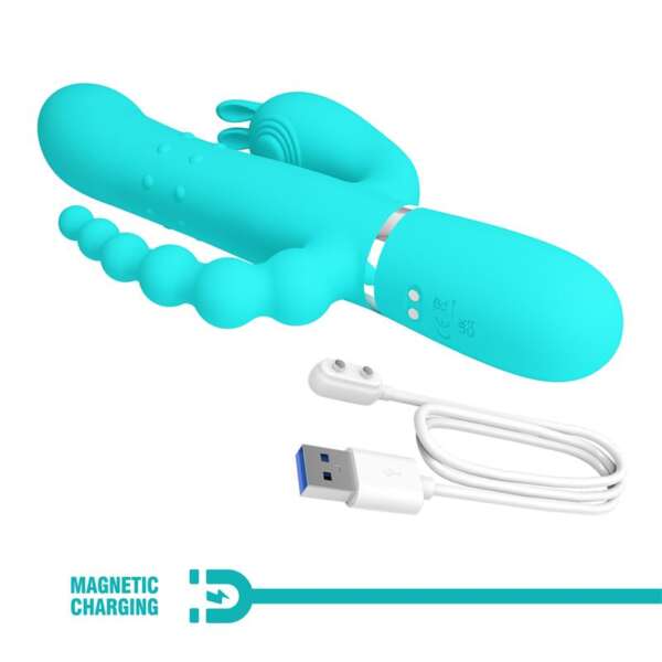 Cammy Tripple Rabbit Vibrator with Beads Turquoise – Image 6