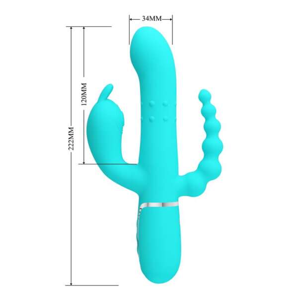 Cammy Tripple Rabbit Vibrator with Beads Turquoise – Image 8