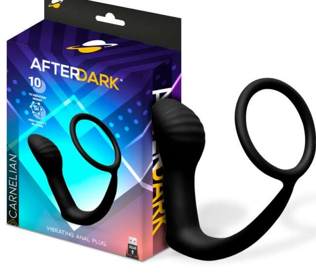 Carnelian Vibrating Anal Plug with Penis Ring