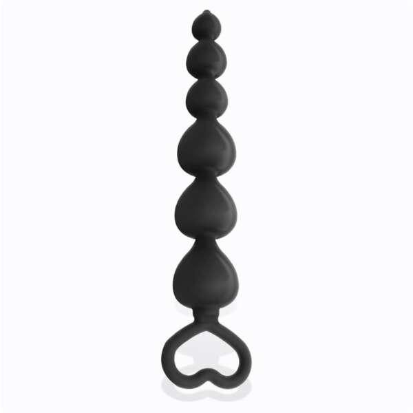 Clyde Beaded Butt Plug with Easy Pull Ring Silicone Black – Image 3