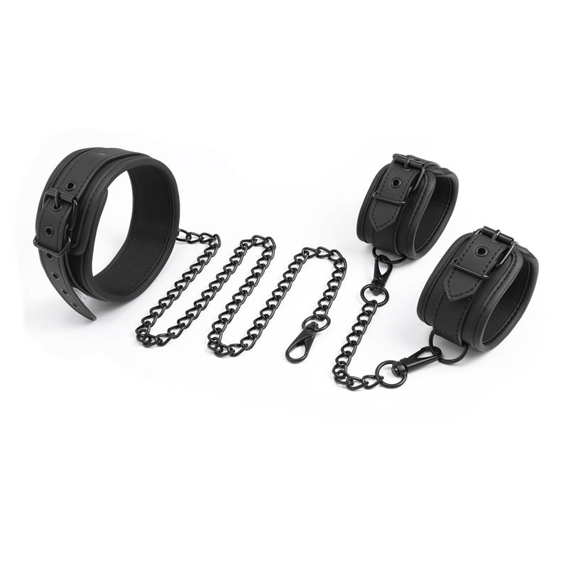 Collar and Hand Cuffs Set Vegan Leather – Image 4