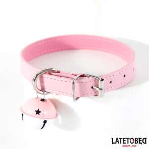 Collar with Bell Adjustable Pink