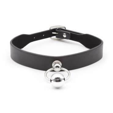 Collar with Hoop and Bell Black