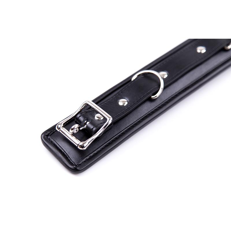 Collar with Metal Leash and Pedded Interior Black – Image 5