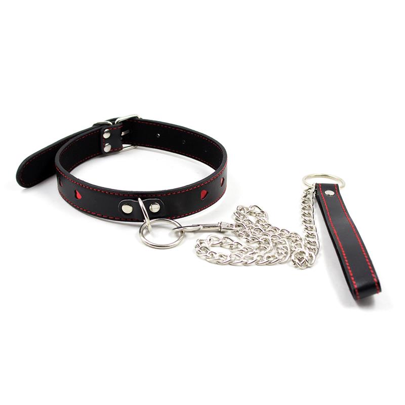 Collar with Metal Leash Black/Red – Image 3