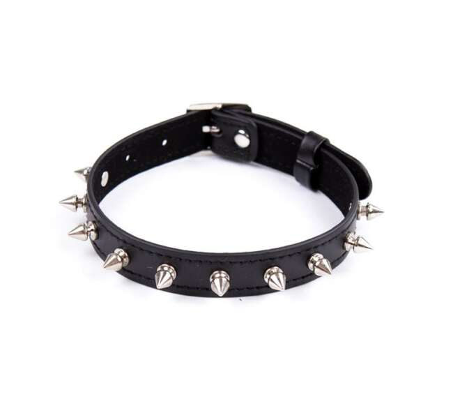 Collar with Spikes Adjustable 43 cm Black