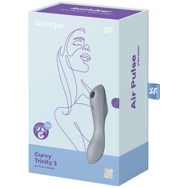 Curvy Trinity 3 Vibe and Clitoris Sucker Triple Stimulation Bluegray – Image 3