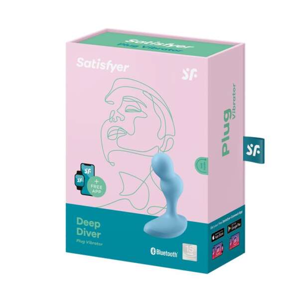 Deep Diver Buut Plug with Vibration Satisfyer Connect APP Blue – Image 6